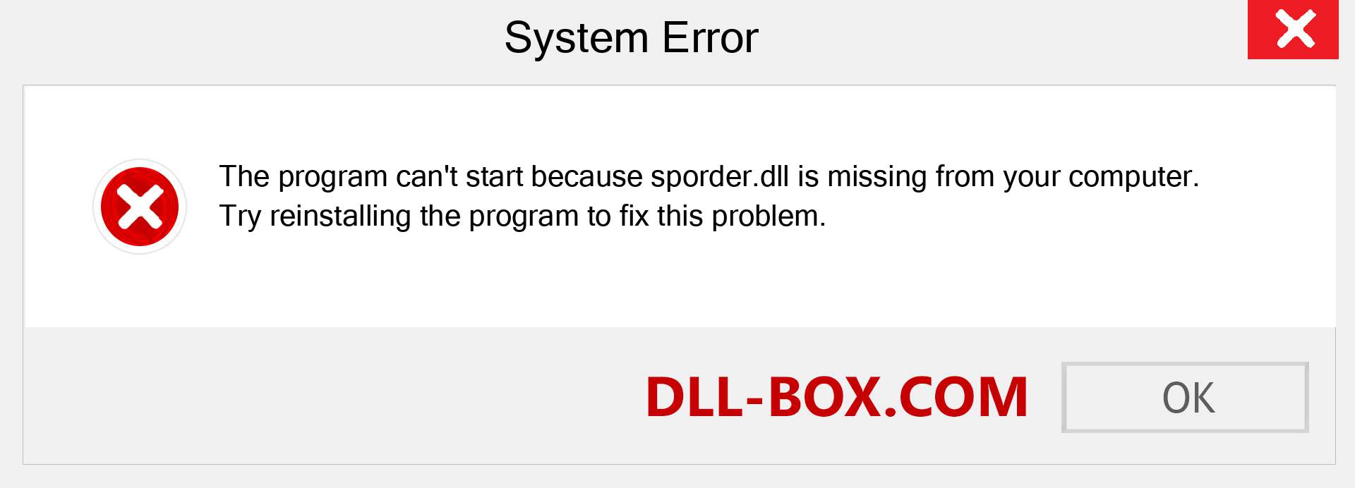  sporder.dll file is missing?. Download for Windows 7, 8, 10 - Fix  sporder dll Missing Error on Windows, photos, images